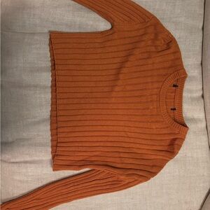 Women's Ribbed Orange Sweater